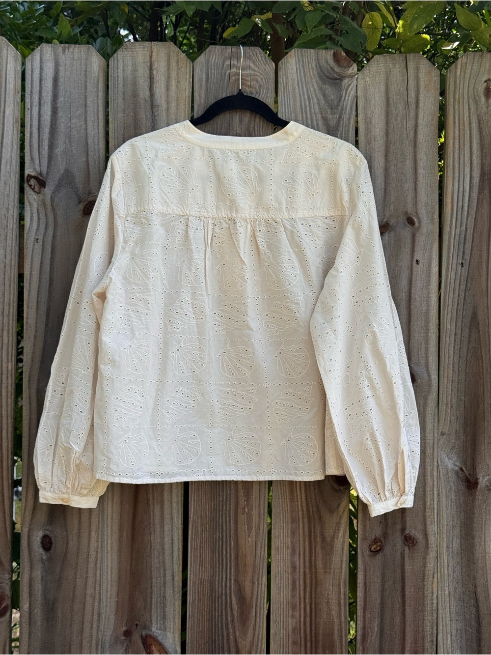 Universal thread coastal chic seashell eyelet cotton peasant blouse ivory S - Picture 5 of 7